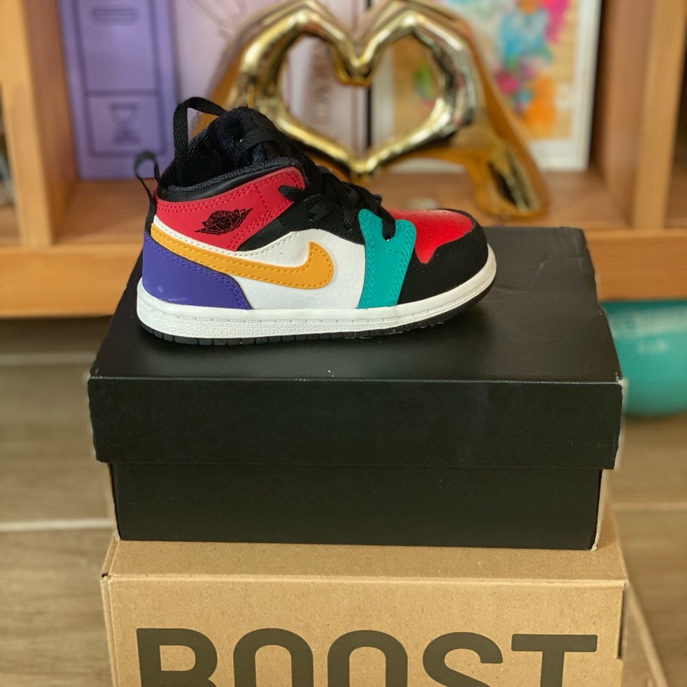 Jordan Kids Sneakers in Red, Purple, and Teal
